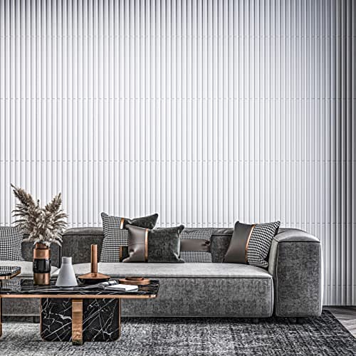 Art3d Slat Wall Panel, 3D Fluted Textured Panel 12-Tile 19.7 x 19.7in. - White MEGA