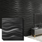 Art3d PVC 3D Panel for Interior Wall Decor, Wavy Textured Tile, 12-Pack 19.7 x 19.7in. Black MEGA