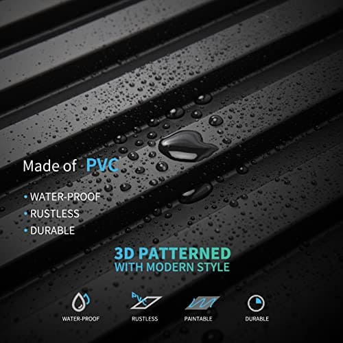 Art3d Slat Wall Panel, 3D Fluted Textured Panel 12-Tile 19.7 x 19.7in. - Black MEGA