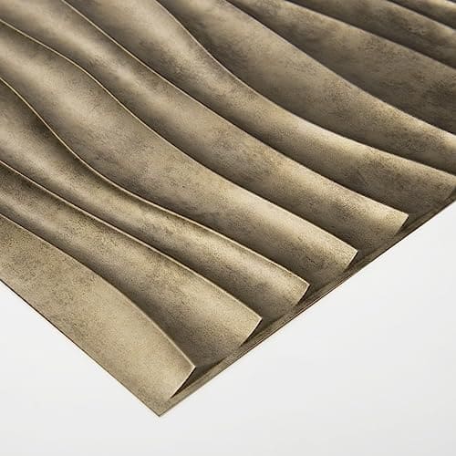 Art3d PVC Wave Panels for Interior Wall Decor, Antique Gold Textured 3D Wall Tiles, 19.7" x 19.7" (12-Pack) MEGA