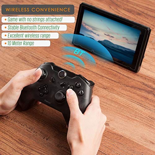 Insten Wireless Pro Controller for Nintendo Switch, Insten Wireless Pro Gaming Controller Bluetooth Gamepad Joypad Remote Compatible With Nintendo Switch / Lite Version, Black (with USB charging cable: Video Games