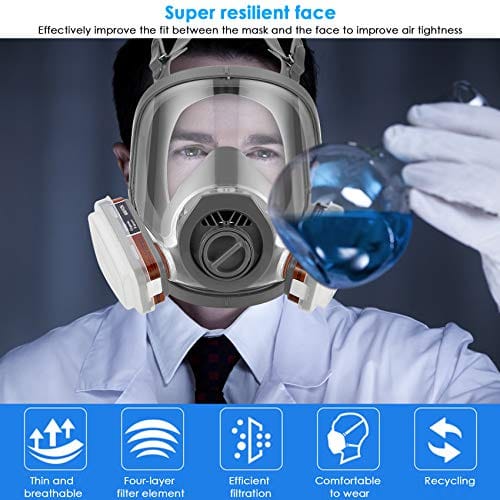 HAOX Reusable Gas Mask with Filter, Full Face Respirаtor Organic Vapor Cover Mask, Dustproof Face Cover for Paint Spray, Chemical Work Protection-B088JZTTD4 ebuystt