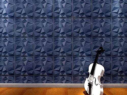 Art3d 3D Paneling Textured 3D Wall Design, Blue Diamond, 19.7" x 19.7" (12 Pack) (Matt Blue) MEGA