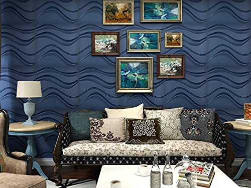 Art3d 32 Sq.Ft 3D Wall Panels, 15+ Patterns Decorative 3D Panels, Blue Wave MEGA