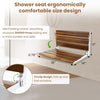 18 Inches  Teak Folding Shower Seat Wall Mounted,Fold Down Shower Bench for Small Shower Space, Home Care Teak Wood Stool for Inside Shower,Pregnants-Maximum Load 380lb[European Teak] (18