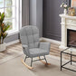 Hansones Nursery Rocking Chair, Upholstered Glider Chair with High Backrest Armchair Chair for Living Room Bedroom Offices (Grey Teddy) ebuys