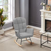 Hansones Nursery Rocking Chair, Upholstered Glider Chair with High Backrest Armchair Chair for Living Room Bedroom Offices (Grey Teddy)