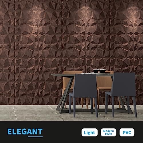 Art3d Textures 3D Wall Panels Antique Copper Diamond Design for Interior Wall Decor Pack of 12 Tiles 32 Sq Ft (PVC) MEGA