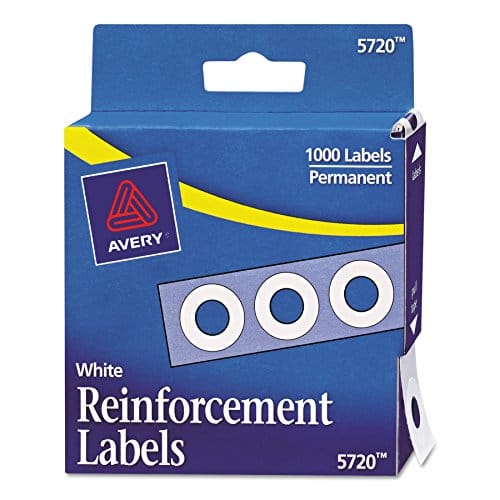 Avery Hole Reinforcements, White, 1000/Pack, PK - AVE05720 : Paper Reinforcements : Office Products ebuystt
