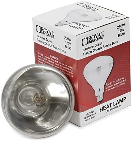 Royal Industries Infrared Heat Lamp, Shatter Resistant, 250W, Clear Bulb  Never get caught with a burned-out light bulb and no replacement-ROY I H L