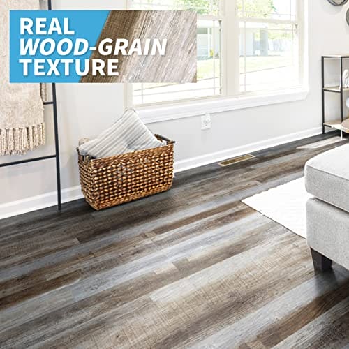 Art3d Peel and Stick Floor Tile Vinyl Wood Plank 36-Pack 54 Sq.Ft, Old Wood, Rigid Surface Hard Core Easy DIY Self-Adhesive Flooring Mega