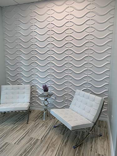 Art3d Decorative 3D Wall Panels in Modern Wall Design, 19.7"x19.7" Matt White (12 Pack) MEGA