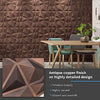 Art3d Textures 3D Wall Panels Antique Copper Diamond Design for Interior Wall Decor Pack of 12 Tiles 32 Sq Ft (PVC)