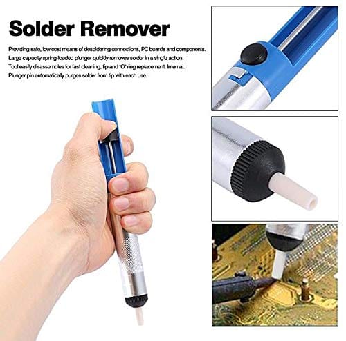Metal Desoldering Pump, Solder Sucker - Desoldering Vacuum Pump Solder Remover The solder sucker can be used for broad place, which the solder wick can be used for small-50B410 Hannah's Variety Store