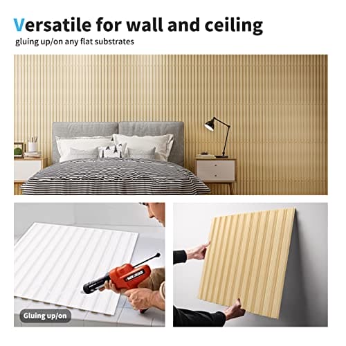 Art3d Slat Wall Panel, 3D Fluted Textured Panel 12-Tile 19.7 x 19.7in. - Oak MEGA