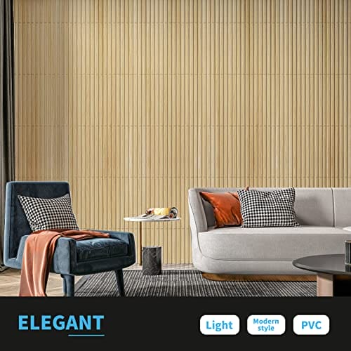 Art3d Slat Wall Panel, 3D Fluted Textured Panel 12-Tile 19.7 x 19.7in. - Oak MEGA