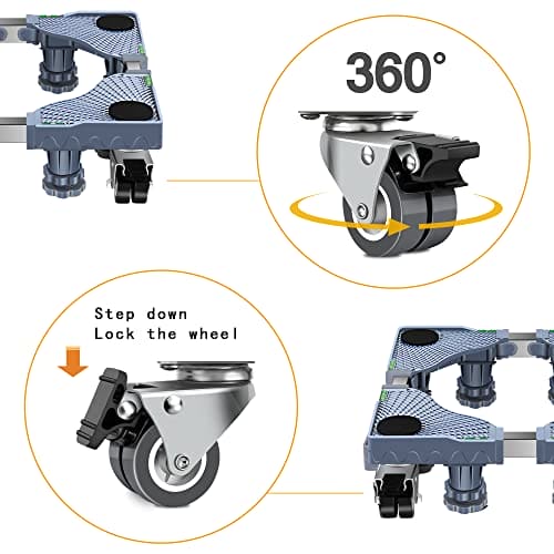 IREMMO Washing Machine Stand Base Furniture Dolly Mini Fridge Stand with 8 Strong Feet and 4 Wheels Refrigerator Stand Washer and Dryer pedestal Mobile Roller Dolly Cart with Wheels for Appliance ebuys