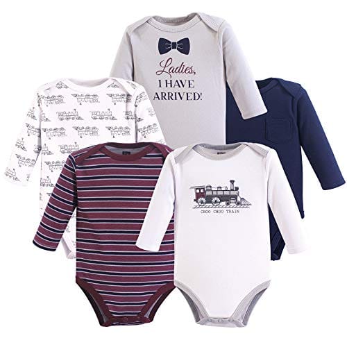 Hudson Baby Unisex Cotton Bodysuits, Girl Baby Bear Long-Sleeve 5-Pack, 0-3 Months (3M): Clothing