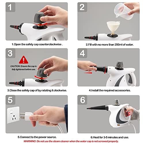 Spurgehom Handheld Steam Cleaner, Portable Pressurized Steamer with 350ml Large Capacity 11-Piece Accessory Set, Perfect for Stain Removal, Curtains, Car Seats, Floor, Window Cleaning - B09XHDQWF6 Spurgehom