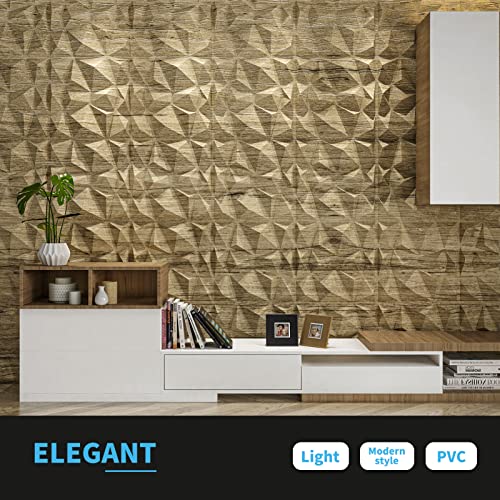 Art3d Textures 3D Wall Panels Wood Diamond Design for Interior Wall Decor Pack of 12 Tiles 32 Sq Ft (PVC) MEGA