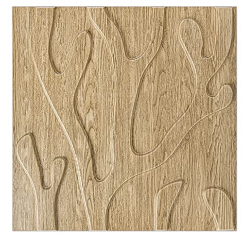 Art3d 3D Textured Wall Panel, Trunk in Maple, 12-Tile 19.7 x 19.7in. MEGA