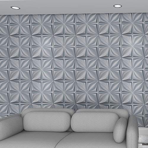 Art3d Matt Grey Silver 3D Wall Panel PVC Flower Design Cover 32 Sqft, for Interior Wall Decor in Living Room,Bedroom,Lobby,Office,Shopping Mall MEGA