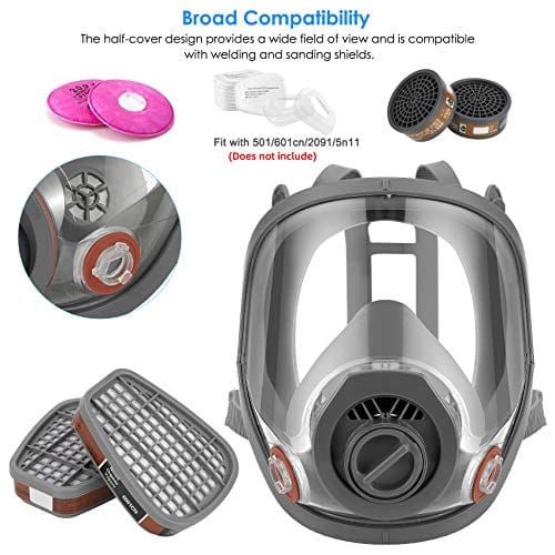 HAOX Reusable Gas Mask with Filter, Full Face Respirаtor Organic Vapor Cover Mask, Dustproof Face Cover for Paint Spray, Chemical Work Protection-B088JZTTD4 ebuystt