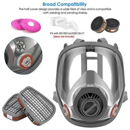 HAOX Reusable Gas Mask with Filter, Full Face Respirаtor Organic Vapor Cover Mask, Dustproof Face Cover for Paint Spray, Chemical Work Protection-B088JZTTD4