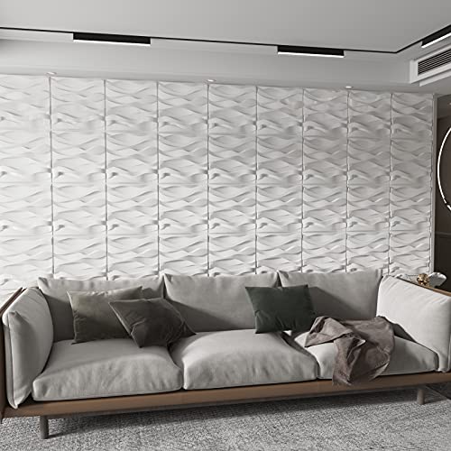 Art3d A10041 Decorative PVC 3D Wall Panels, 32 Square Feet, Wave 4 MEGA
