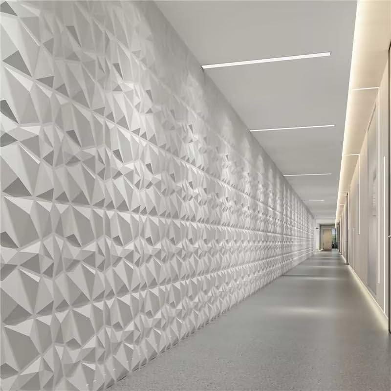 Art3d Textures 3D Wall Panels White Diamond Design Pack of 12 Tiles 32 Sq Ft (PVC) MEGA