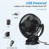 ATEngeus USB Fan, Rechargeable Portable Fan, Clip on Fan, Battery Operated Fan, 3 Speeds, 5000mAh USB Desk Fan, 720°Rotation, Sturdy Clamp for home, Camping, Treadmill and car