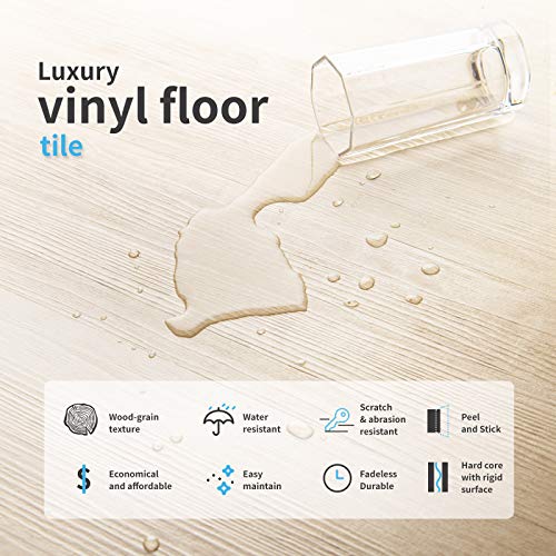 Art3d Peel and Stick Floor Tile Vinyl Wood Plank 36-Pack 54 Sq.Ft, Aspen Yellow, Rigid Surface Hard Core Easy DIY Self-Adhesive Flooring Mega