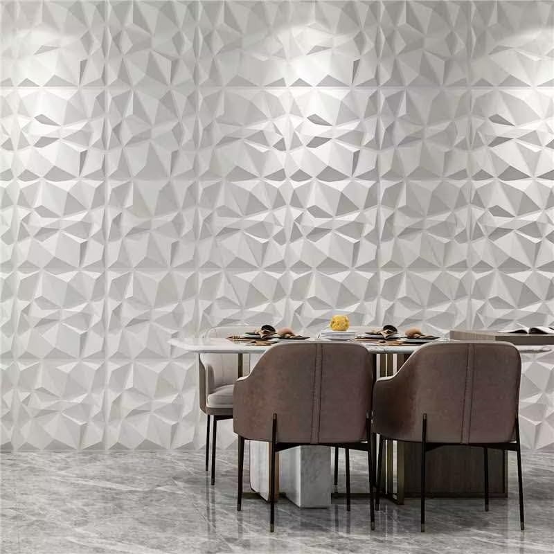 Art3d Textures 3D Wall Panels White Diamond Design Pack of 12 Tiles 32 Sq Ft (PVC) MEGA