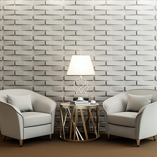 Art3d Decorative 3D PVC Wall Panel for Interior Décor, 12-Pack 19.7 x 19.7 in. White MEGA