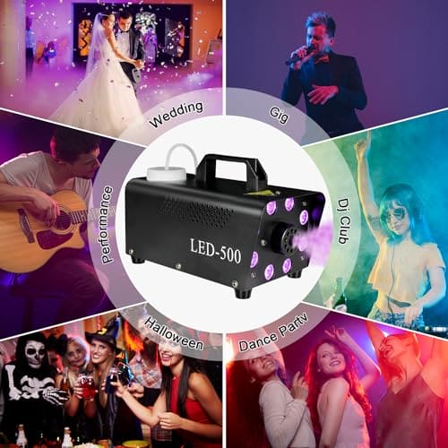 Upgraded Fog Machine Smoke Machine with 13 Colorful 8 Led Lights, 500W and 2000CFM Fog with Wired Wireless Remote Controls, Perfect for Indoor Outdoor Wedding, Halloween, Party and Stage Effect Sawowkuya