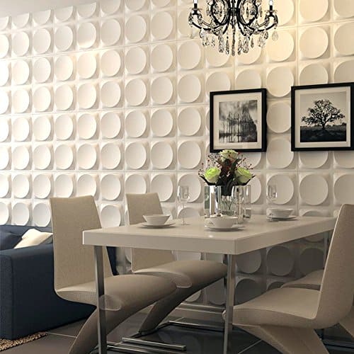 Art3d White Wall Panels Modern 3D Wall Decor, Moon Surface Design, 12 Tiles 32 SF MEGA