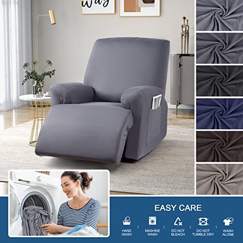 TAOCOCO Stretch Recliner Couch Covers 3-Pieces Style Recliner Chair Covers Recliner Cover for Reclining Chair Slipcovers Feature Fitted Soft Washable (1 Seat, Light Gray) ebuys