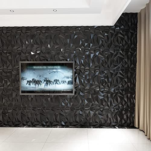 Art3d PVC 3D Diamond Wall Panel Jagged Matching-Matt Black, for Residential and Commercial Interior Decor MEGA