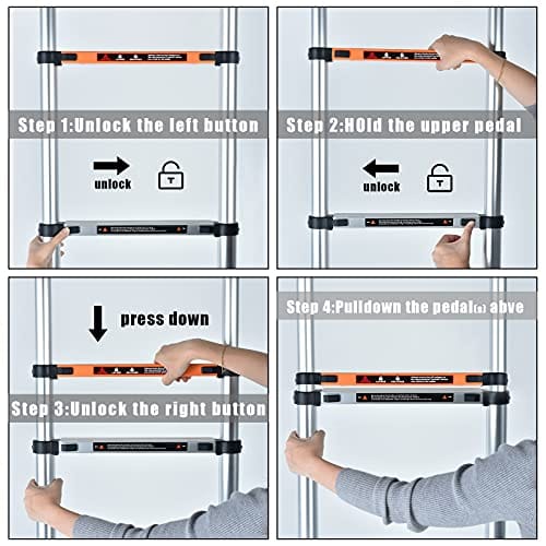 ALPURLAD Telescoping Ladder 10.5FT Aluminum Extension Ladders Lightweight Collapsible Ladder Telescopic Ladders for RV, Loft, Attic, Home, 330lbs Capacity ebuystt