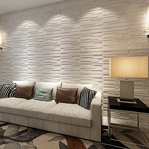 Art3d White Wall Panels Brick Design 3D Wall Panels, White, 12 Tiles 32 Sq Ft MEGA