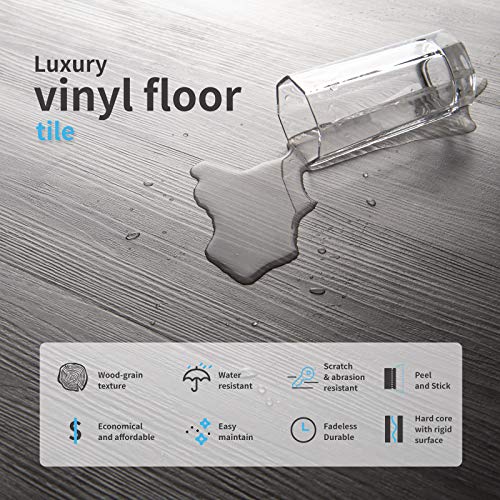 Art3d Peel and Stick Floor Tile Vinyl Wood Plank 36-Pack 54 Sq.Ft, Light Grey, Rigid Surface Hard Core Easy DIY Self-Adhesive Flooring Art3d