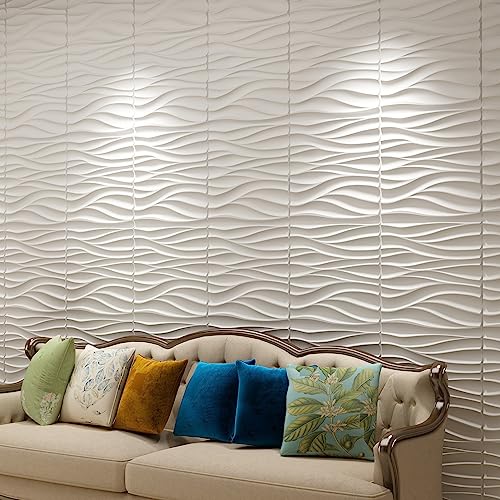 Art3d Decorative PVC 3D Wall Panels, 32 Square Feet, Wave 1 MEGA