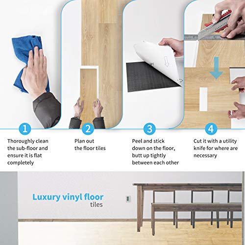 Art3d Peel and Stick Floor Tile Vinyl Wood Plank 36-Pack 54 Sq.Ft, Aspen Yellow, Rigid Surface Hard Core Easy DIY Self-Adhesive Flooring Mega
