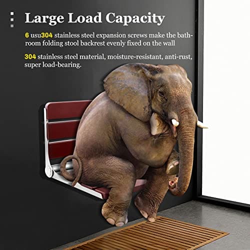 Folding Teak Shower Seat Wall Mounted,Fold Down Shower Seat,Foldable Shower Bench,Home Care Teak Shower Seat Bench for Inside Shower,Folding Shower Seat Bench,Wall Mount Shower Seat Bench Chair EBUYSTT