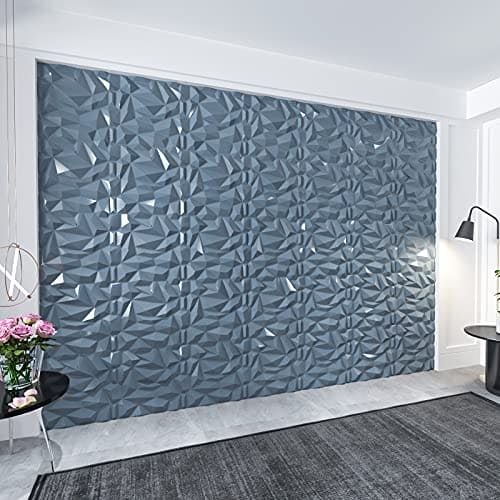 Art3d PVC 3D Diamond Wall Panel Jagged Matching-Matt Silver, for Residential and Commercial Interior Decor MEGA