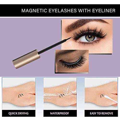 Coolours Magnetic Eyeliner and Lashes Magnetic Eyelashes Kit False Lashes 3 pairs with Tweezers : Beauty