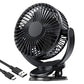 ATEngeus USB Fan, Rechargeable Portable Fan, Clip on Fan, Battery Operated Fan, 3 Speeds, 5000mAh USB Desk Fan, 720°Rotation, Sturdy Clamp for home, Camping, Treadmill and car EBUYSTT