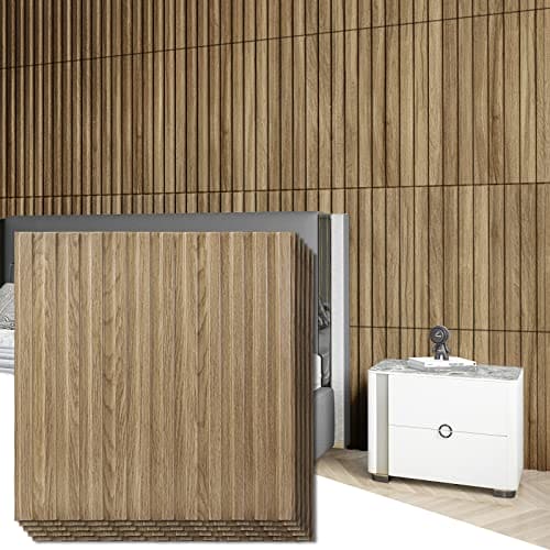 Art3d Slat Wall Panel, 3D Fluted Textured Panel 12-Tile 19.7 x 19.7in. - Walnut MEGA