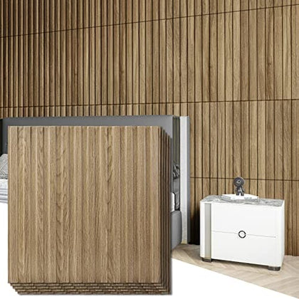 Art3d Slat Wall Panel, 3D Fluted Textured Panel 12-Tile 19.7 x 19.7in. - Walnut