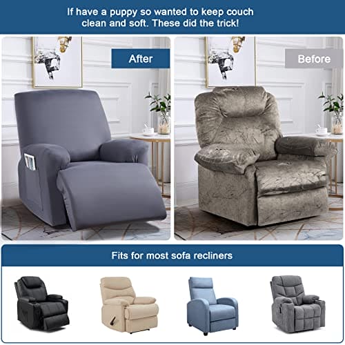 TAOCOCO Stretch Recliner Couch Covers 3-Pieces Style Recliner Chair Covers Recliner Cover for Reclining Chair Slipcovers Feature Fitted Soft Washable (1 Seat, Light Gray) ebuys